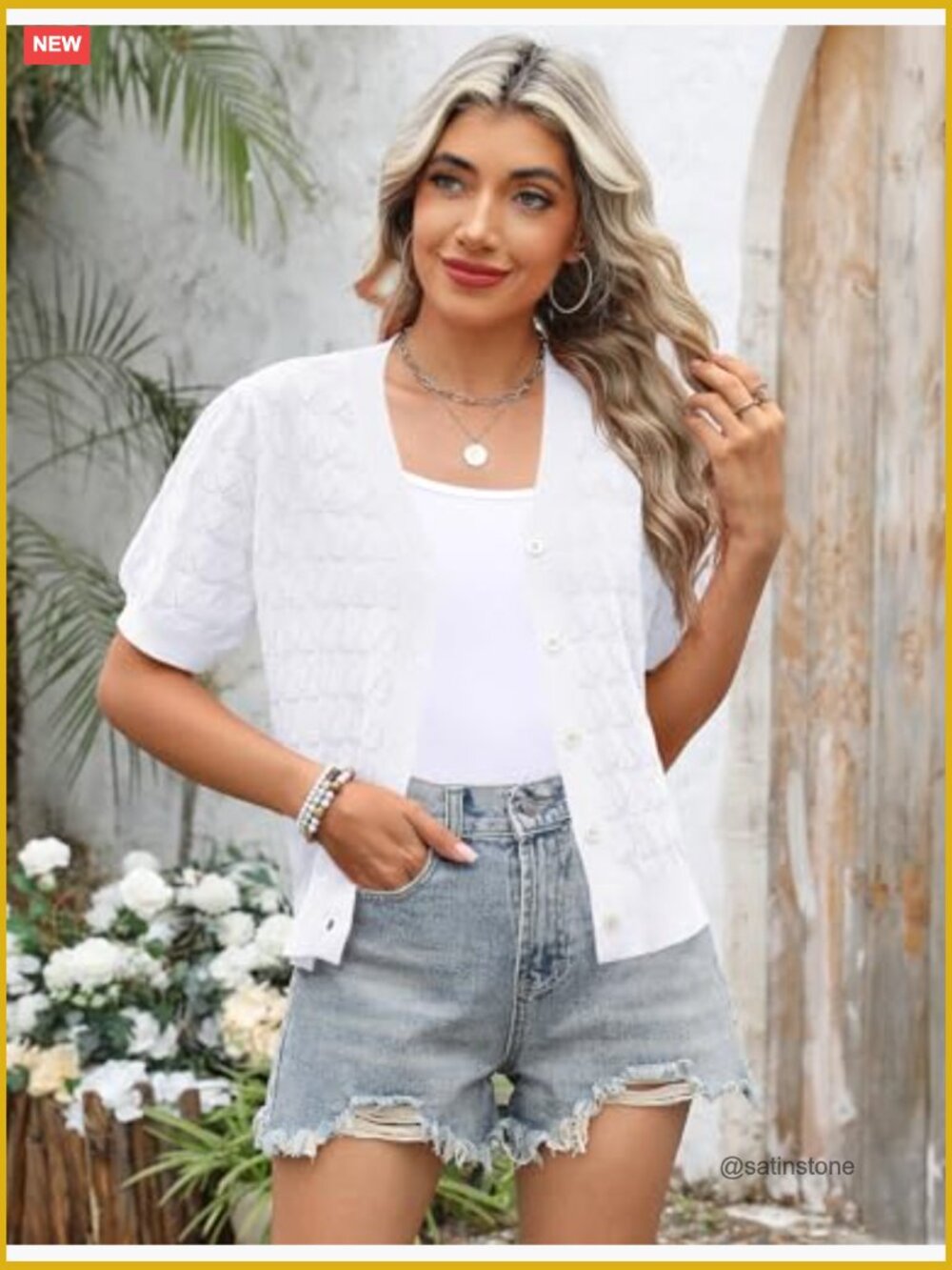 Short Sleeve Crochet Knit Cardigan Shrug Open Front Lightweight - Picture 3 of 7